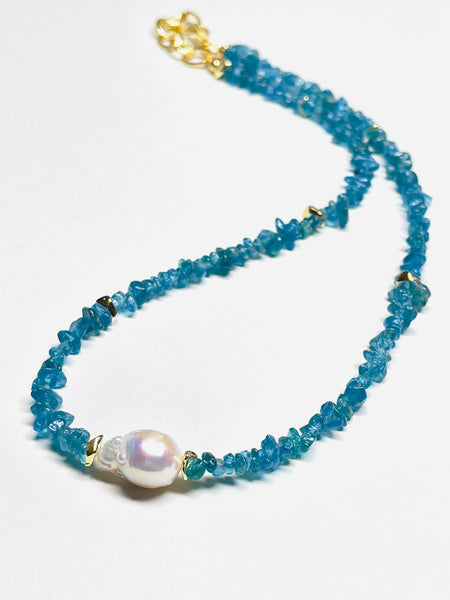 Natural Stone Apatite Baroque Pearl Chocker | SAWUBONA - POPBAE