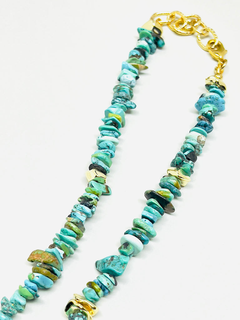 Natural Stone Turquoise Baroque Pearl Drops Necklace | SAWUBONA - POPBAE