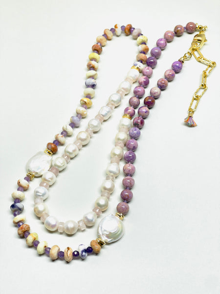 Natural Stone Purple Mica&Opal Baroque Pearl Necklace  | SAWUBONA - POPBAE