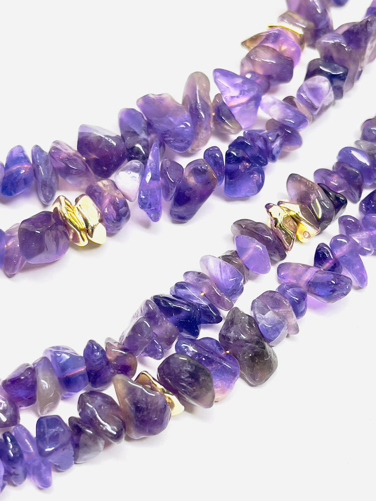 Handmade Natural Purple Crystal Choker Double Layer Amethyst Necklace | SAWUBONA - POPBAE