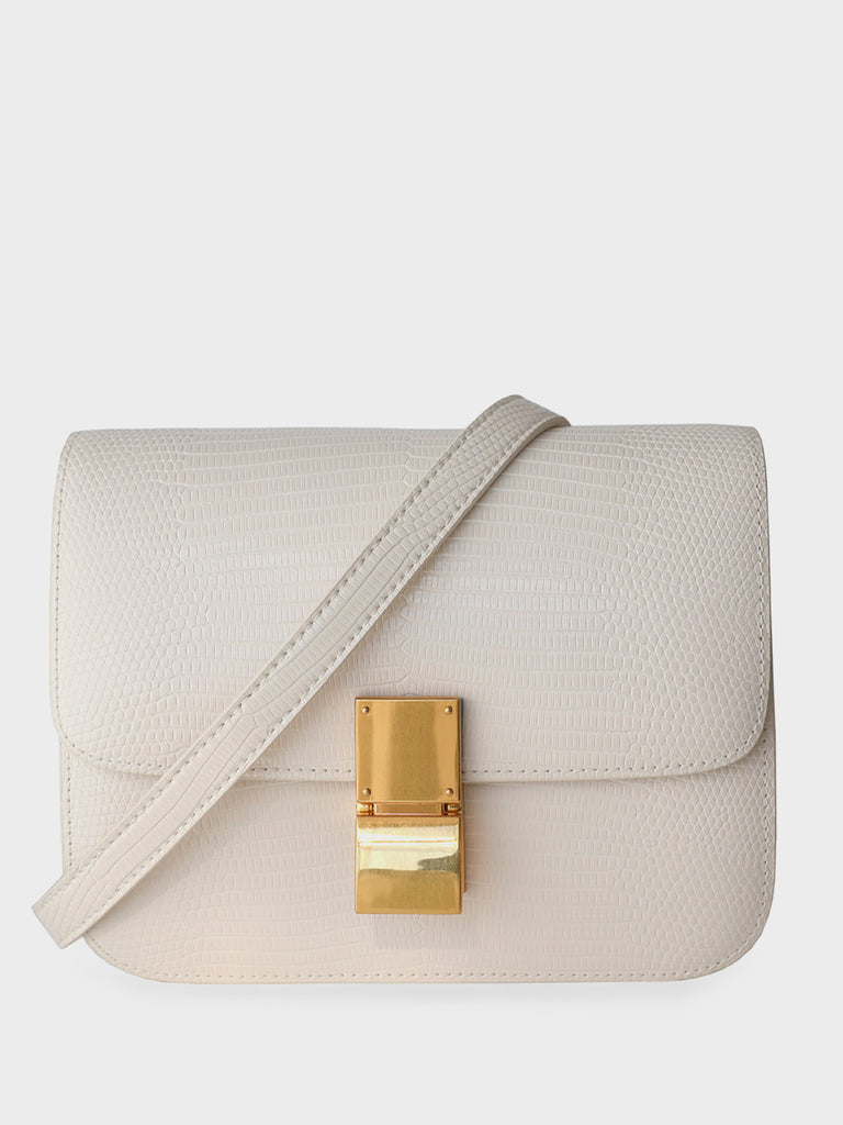 Classic Bag In Lizard-Embossed Leather Box Bag Square Cassette Shoulder Bag - POPBAE