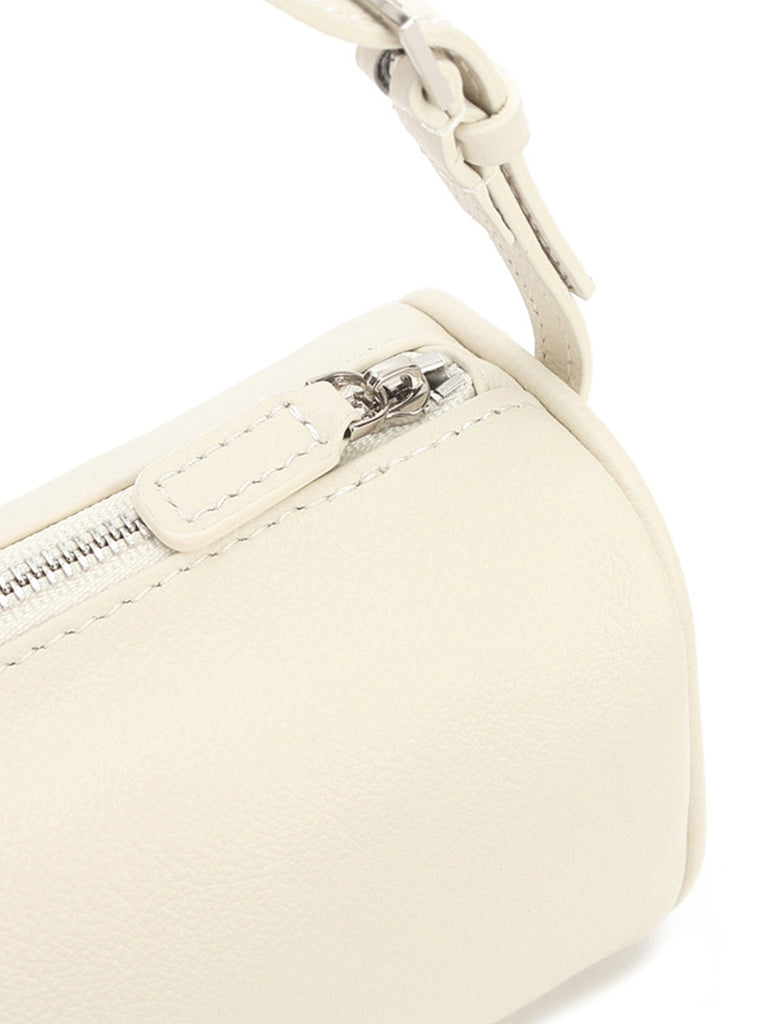 Mini Leather Top Handle Tote Bag Soft Pillow Bag, Ivory