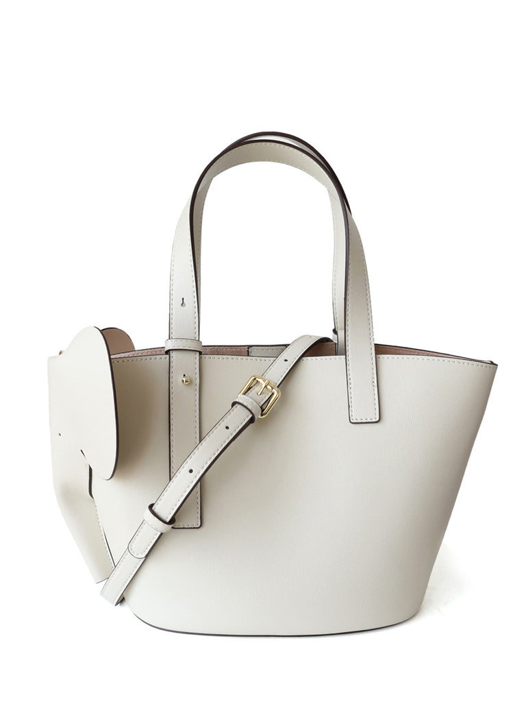 Leather Top Handle Elephant Embellishment Bucket Tote Bag Open-top Basket Shoulder Bag - POPBAE