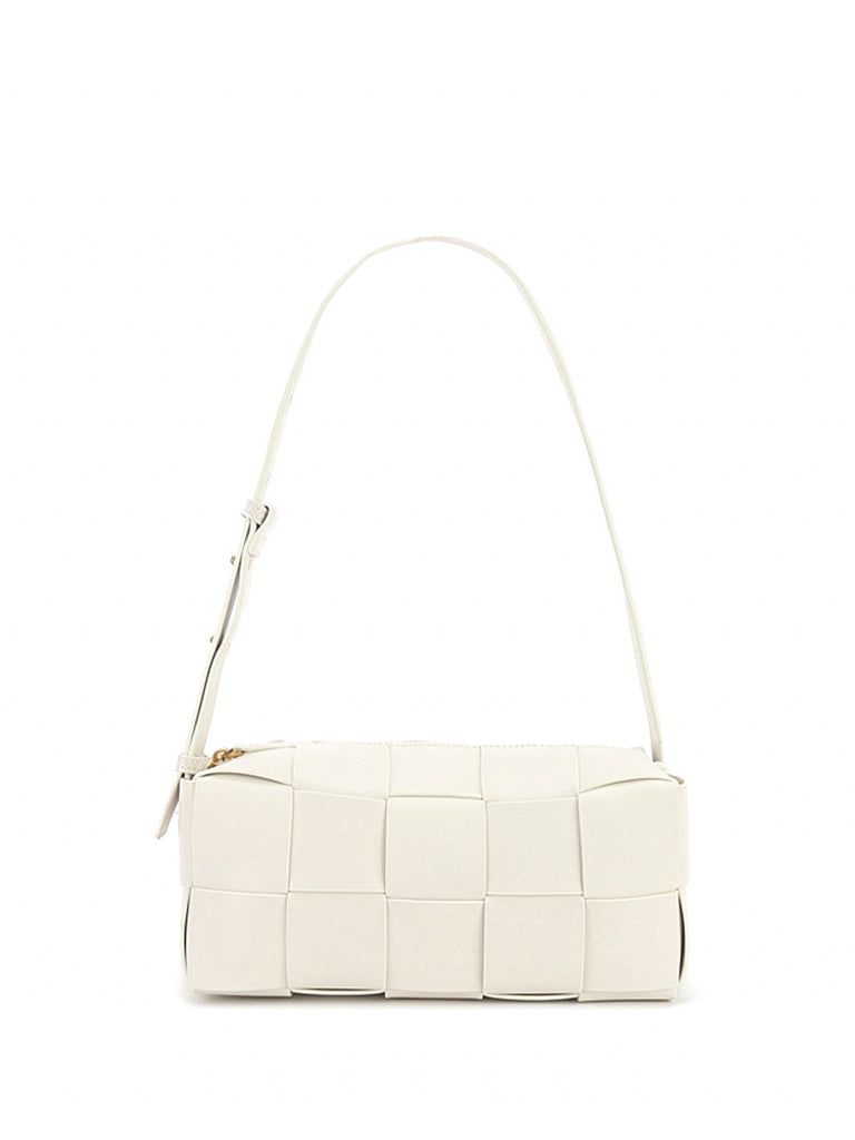 Square Cassette Woven Bag Leather Crossbody Pillow Bag - POPBAE