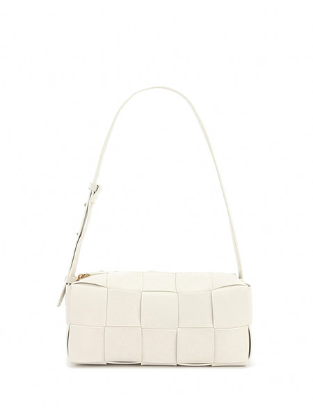 Square Cassette Woven Bag Leather Crossbody Pillow Bag - POPBAE