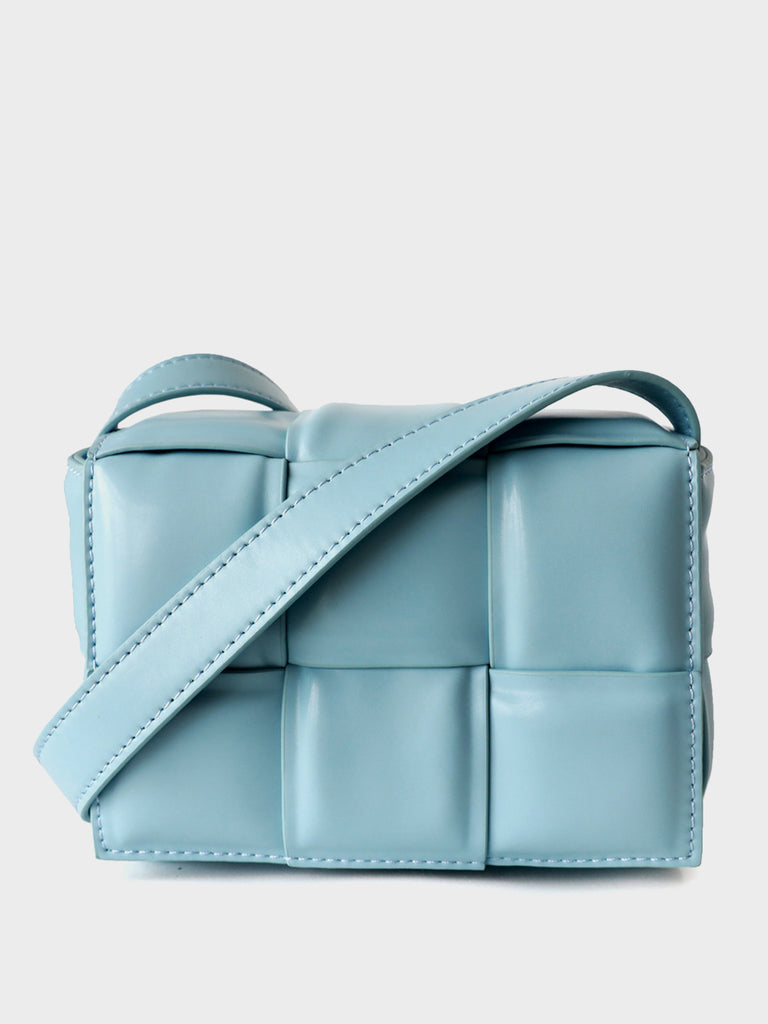 Mini Padded Clutch Bag Cassette Leather Shoulder Bag Woven Square Crossbody Bag - POPBAE