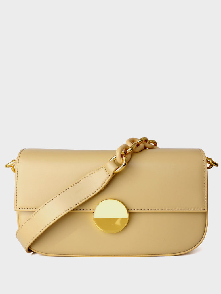 French Baguette Shoulder Bag 90s Vintage Flap Top Acrylic Chain Handbag  Round Gold Hardware - POPBAE