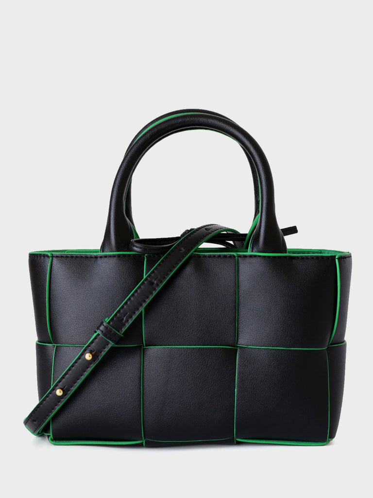 Arco Tote Bag Square Woven Basket Bag Braiding Shoulder Bag - POPBAE