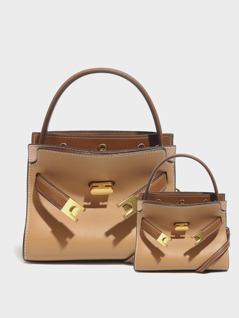 Women's Top Handle Lee Double Bag Messenger Satchel Tote Bag - POPBAE