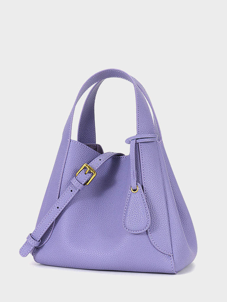 Leather Bucket Shoulder Bag Top Handle Tote Bag - POPBAE