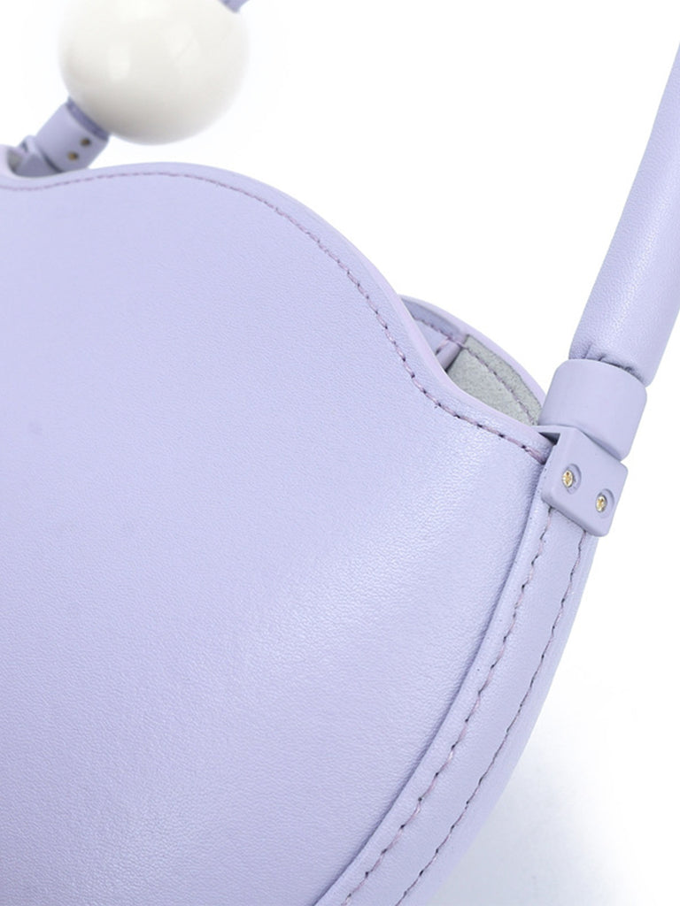 Leather Mini Shell Clutch Pea Tote Bag Top Handle Pearl Detail Crossbody Handbag - POPBAE