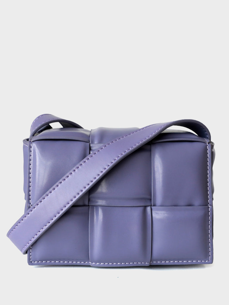 Mini Padded Clutch Bag Cassette Leather Shoulder Bag Woven Square Crossbody Bag - POPBAE
