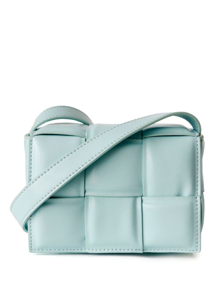 Mini Padded Clutch Bag Cassette Leather Shoulder Bag Woven Square Crossbody Bag - POPBAE