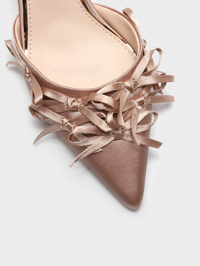 Point Toe Heels Multi Bowknots Mules - POPBAE