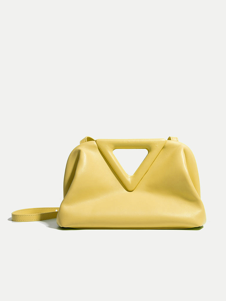 Women's Point Small Leather Shoulder Bag Triangle Handle Pouch - POPBAE
