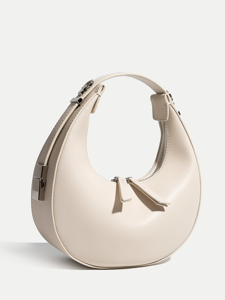 The Row, Half Moon small tan leather shoulder bag