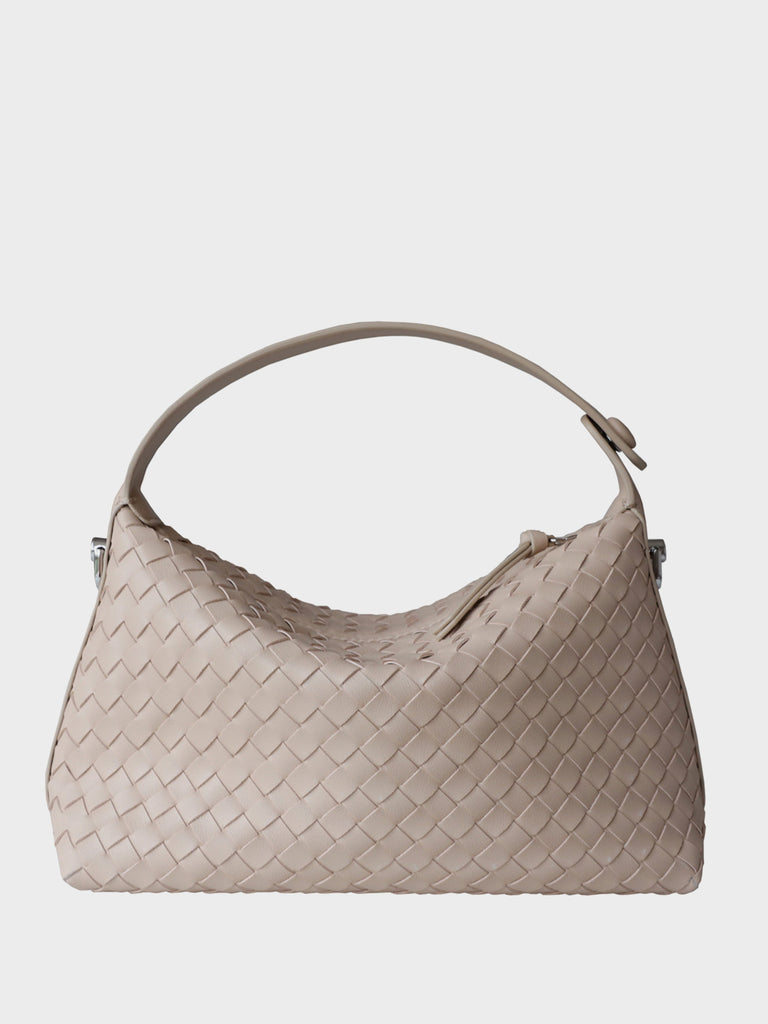 Women's Woven Leather Tote Bag Square Intrecciato Bucket Bag Braiding Shoulder Bag - POPBAE