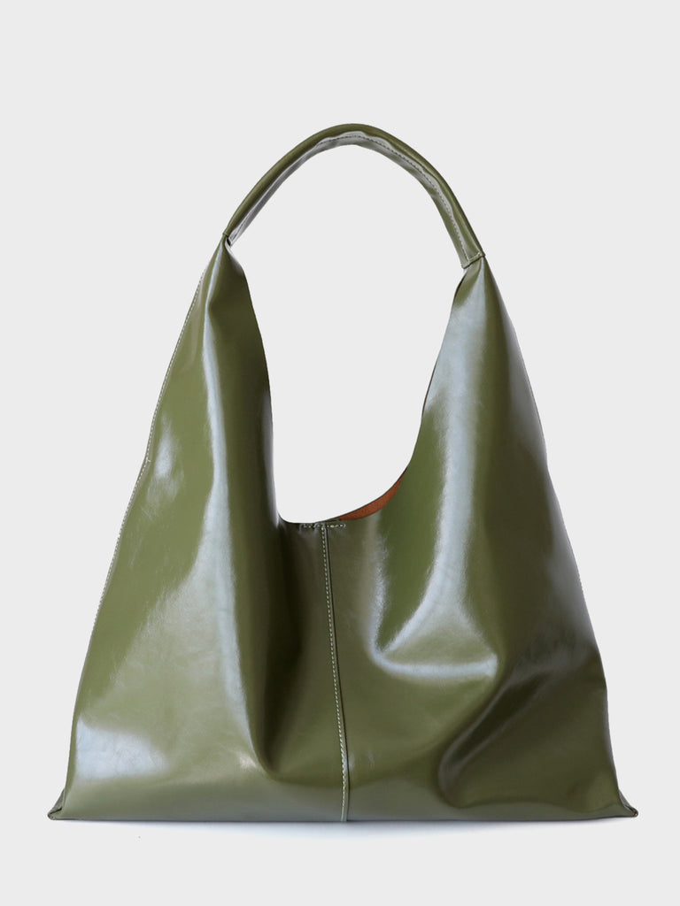 Wax Leather Tote Bag Top-handle Shoulder Bag - POPBAE