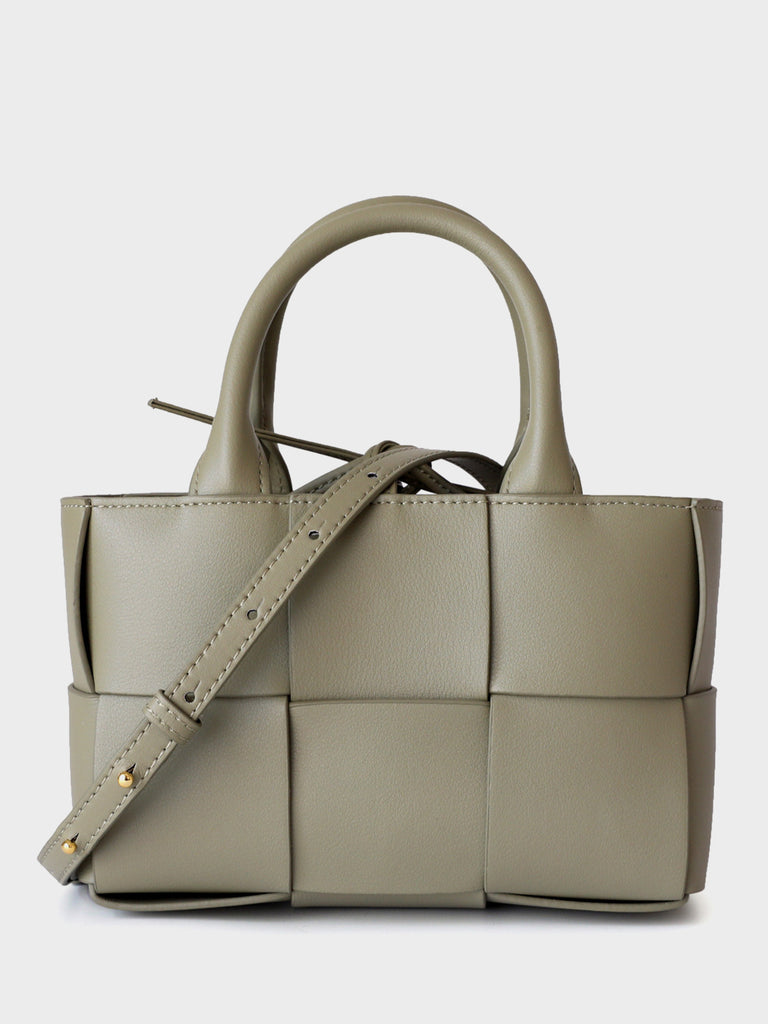 Arco Tote Bag Square Woven Basket Bag Braiding Shoulder Bag - POPBAE