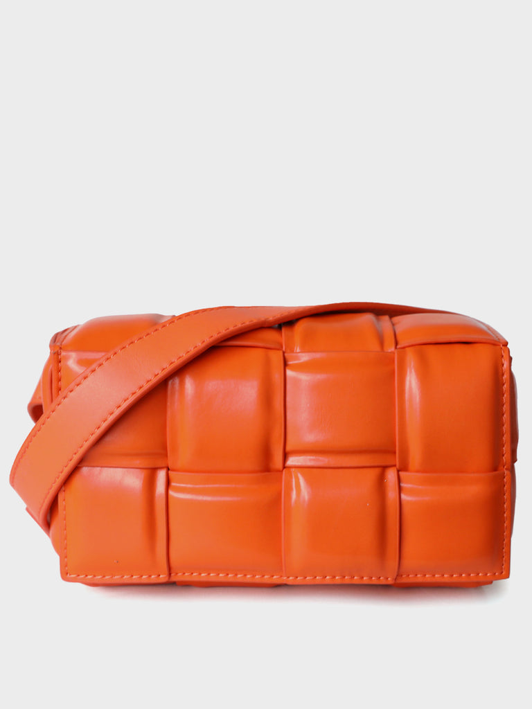 Cassette Leather Fanny Pack Padded Clutch Bag Woven Square Crossbody Bag - POPBAE