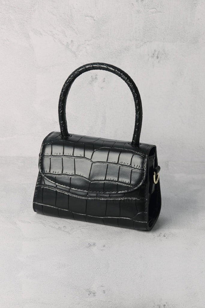 Mini Black Croco Embossed Leather - BY FAR