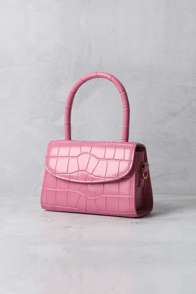 By Far Embossed Leather Mini Bag - Pink Mini Bags, Handbags