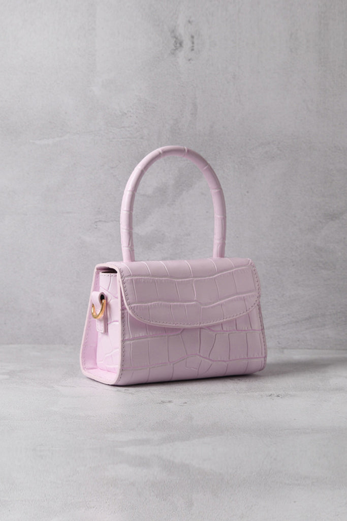 Women's Crocodile Embossed Mini Handbag Croc-Effect Leather Tote Bag Top Handle - POPBAE