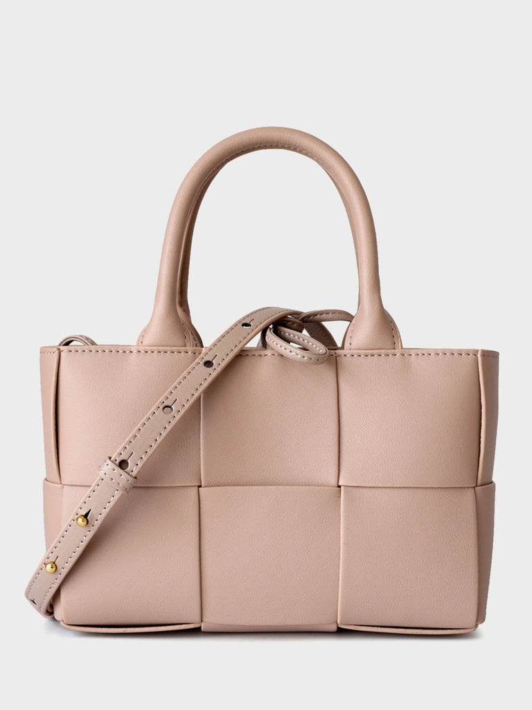 Arco Tote Bag Square Woven Basket Bag Braiding Shoulder Bag - POPBAE