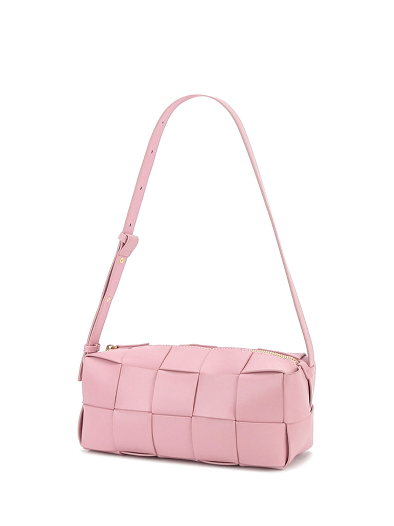 Square Cassette Woven Bag Leather Crossbody Pillow Bag - POPBAE