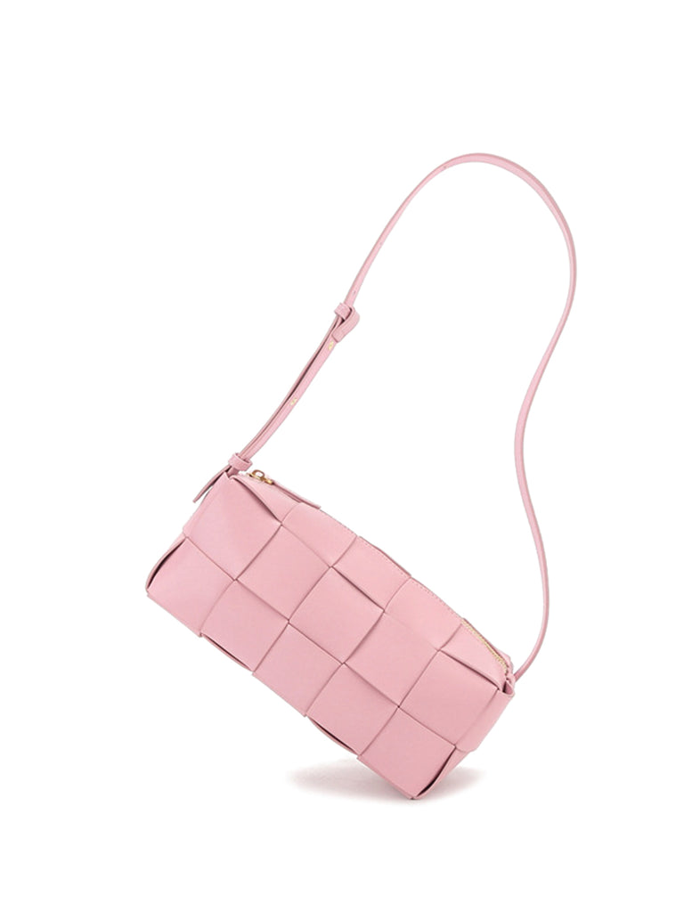 Square Cassette Woven Bag Leather Crossbody Pillow Bag - POPBAE