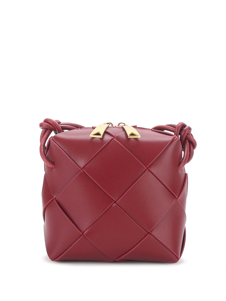 Mini Cassette Woven Box Bag  Leather Tote Bag - POPBAE