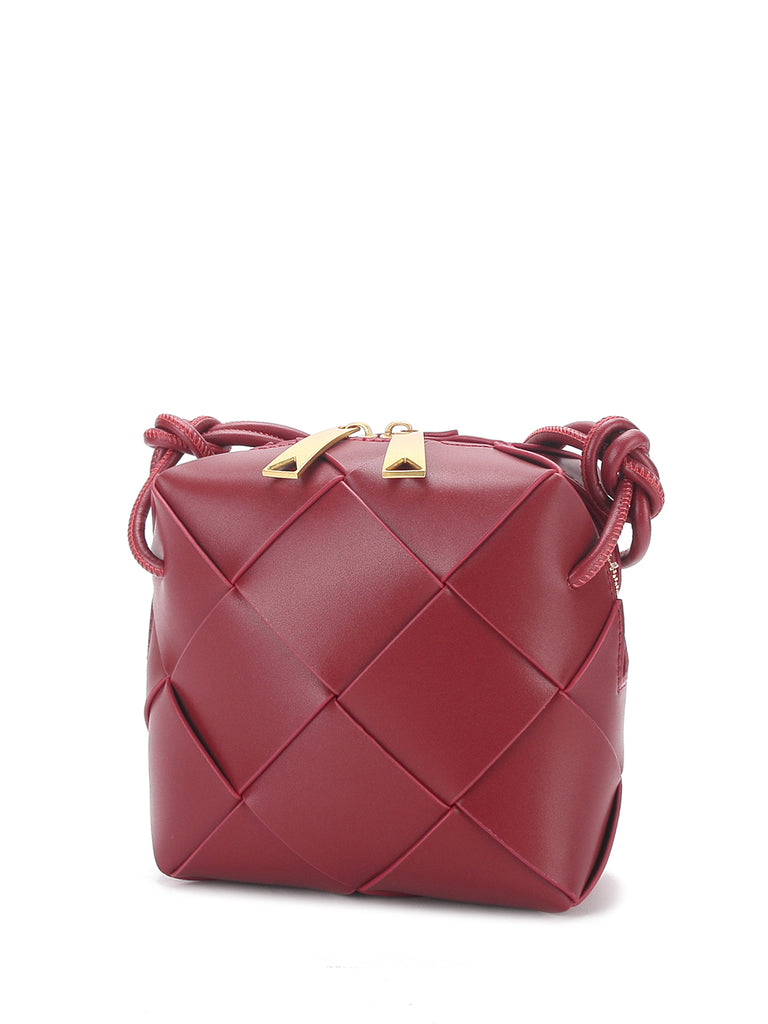 Mini Cassette Woven Box Bag  Leather Tote Bag - POPBAE