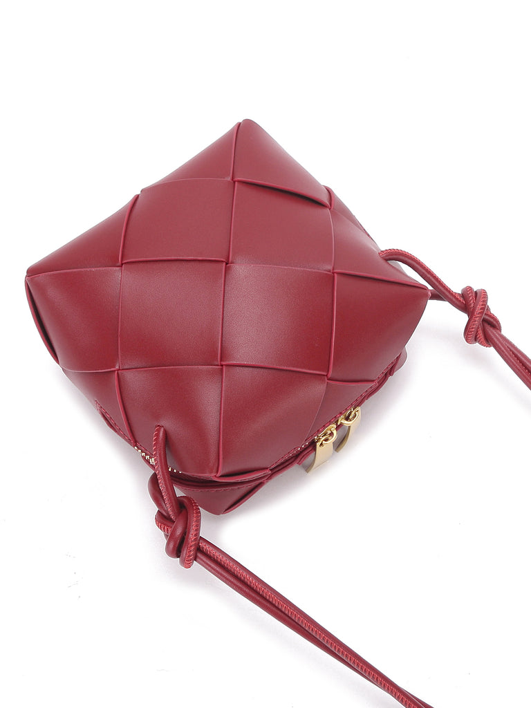 Mini Cassette Woven Box Bag  Leather Tote Bag - POPBAE