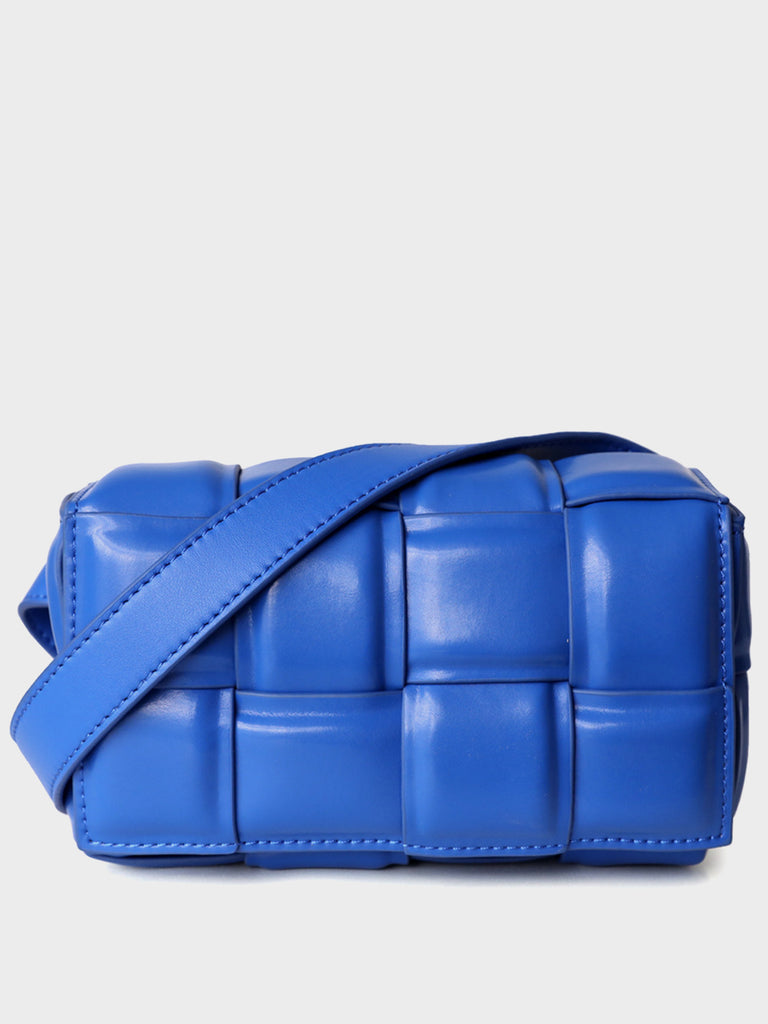 Cassette Leather Fanny Pack Padded Clutch Bag Woven Square Crossbody Bag - POPBAE