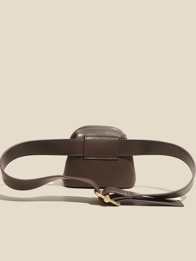 Women's Mini Brot Bag Leather Fanny Pack Clasp Closure Belt Bag - POPBAE