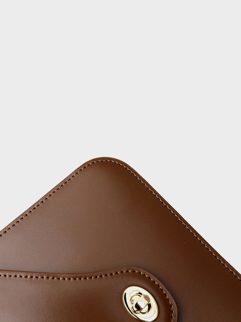Square Envelope Shoulder Bag Flap Top Leather Satchel Bag - POPBAE
