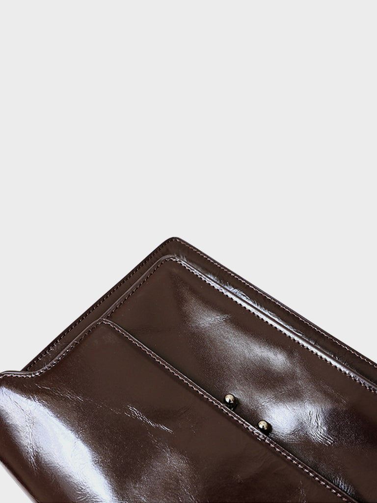 Soft Trunk Organ bag Envelope Shoulder Bag Flap Top Oil Waxed Leather Satchel Bag - POPBAE