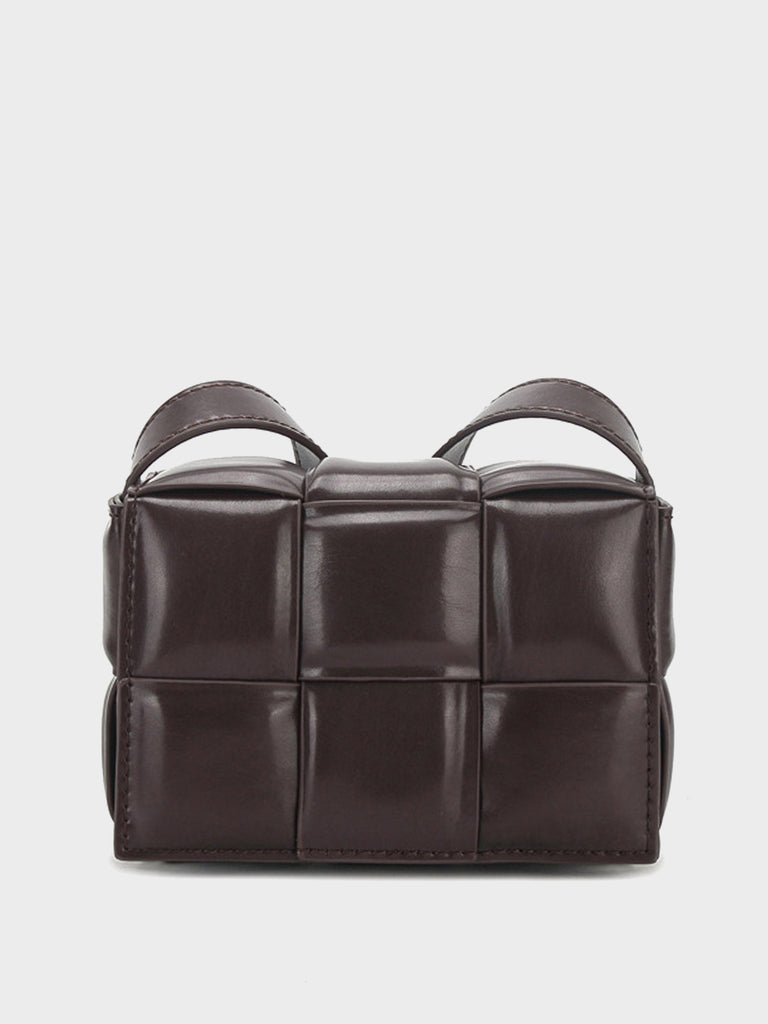 Padded Mini Clutch Bag Cassette Shoulder Bag Woven Square Crossbody Bag - POPBAE