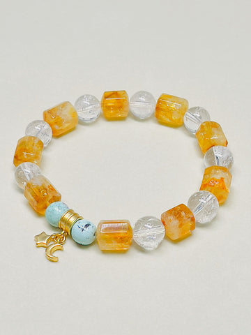 Natural Energy Crystal Bracelet Gold Yellow Citrine & White Asestley | SAWUBONA - POPBAE