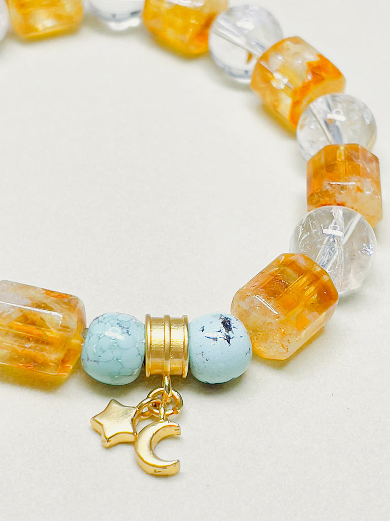 Natural Energy Crystal Bracelet Gold Yellow Citrine & White Asestley | SAWUBONA - POPBAE