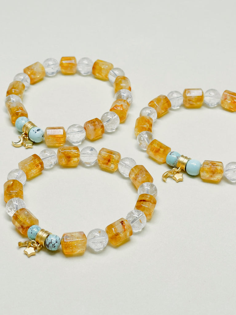 Natural Energy Crystal Bracelet Gold Yellow Citrine & White Asestley | SAWUBONA - POPBAE