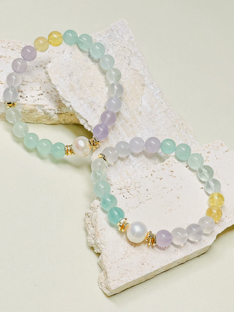 Natural Crystal Fluorite Pearl Bracelet | SAWUBONA - POPBAE
