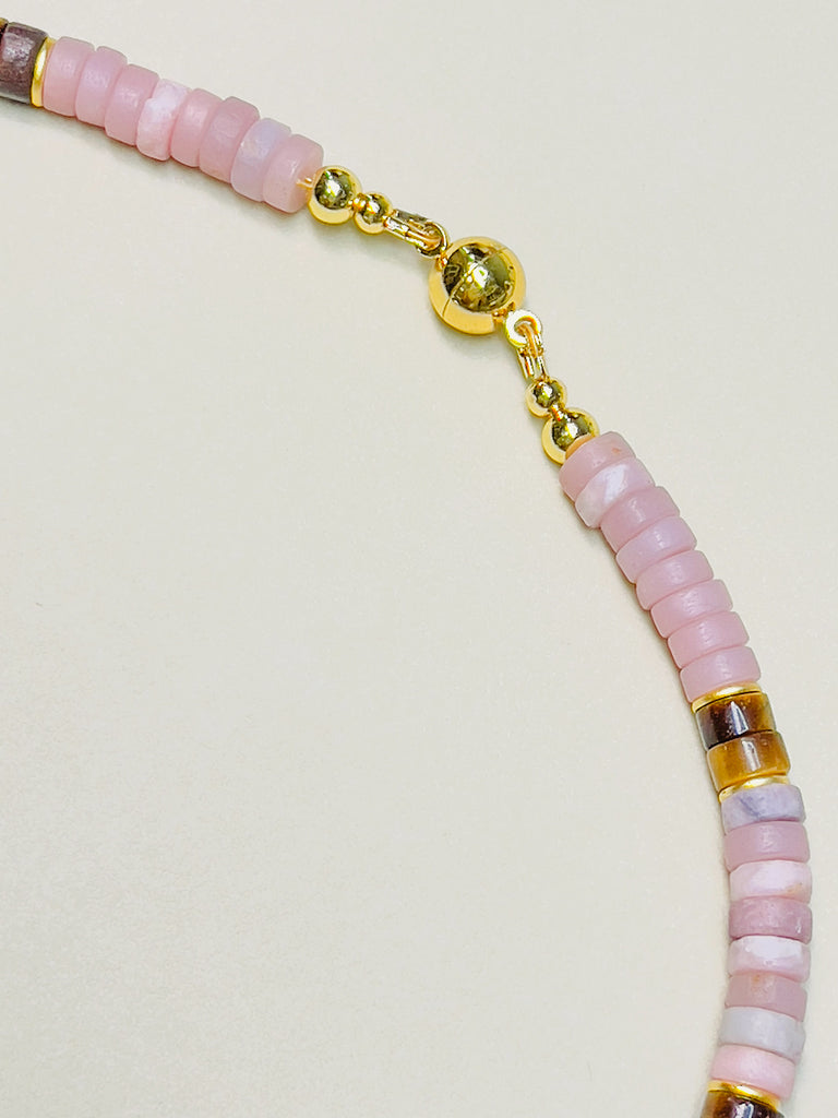 Natural Stone Pink Opal Chocker Freshwater Baroque Pearl Necklace | SAWUBONA - POPBAE