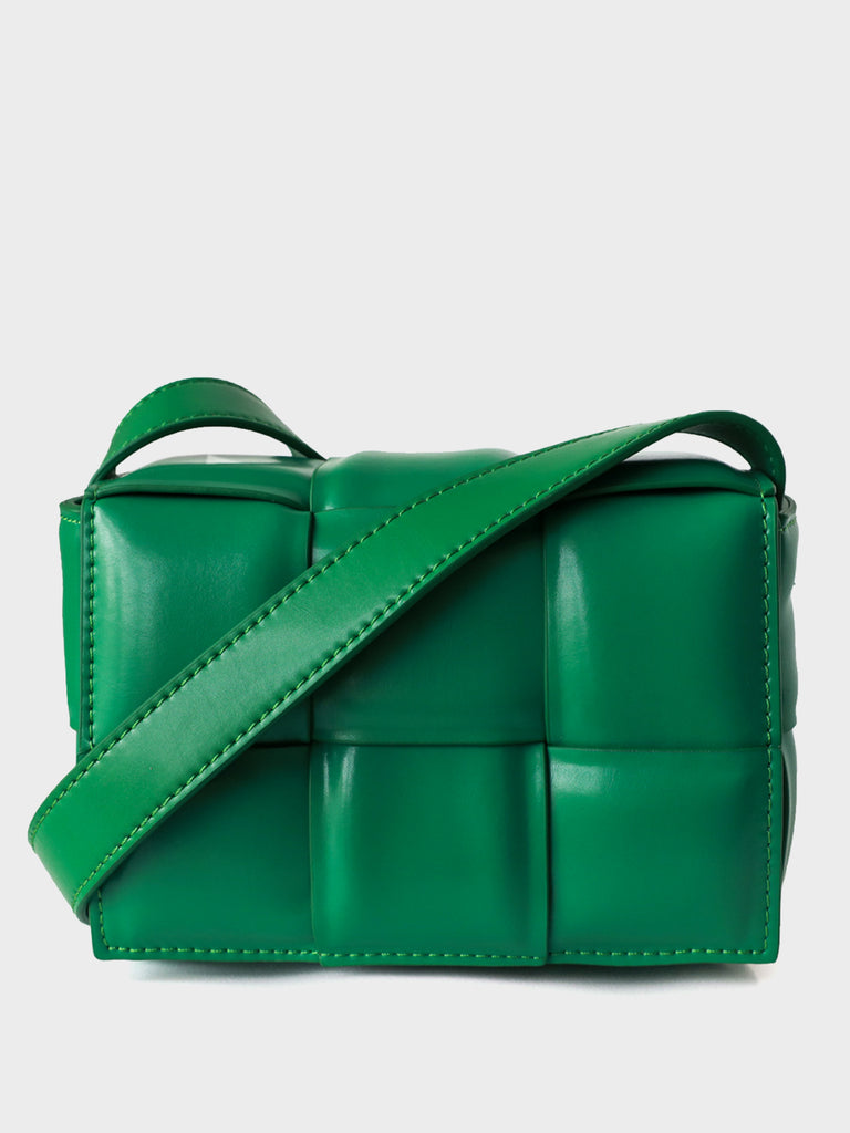 Mini Padded Clutch Bag Cassette Leather Shoulder Bag Woven Square Crossbody Bag - POPBAE