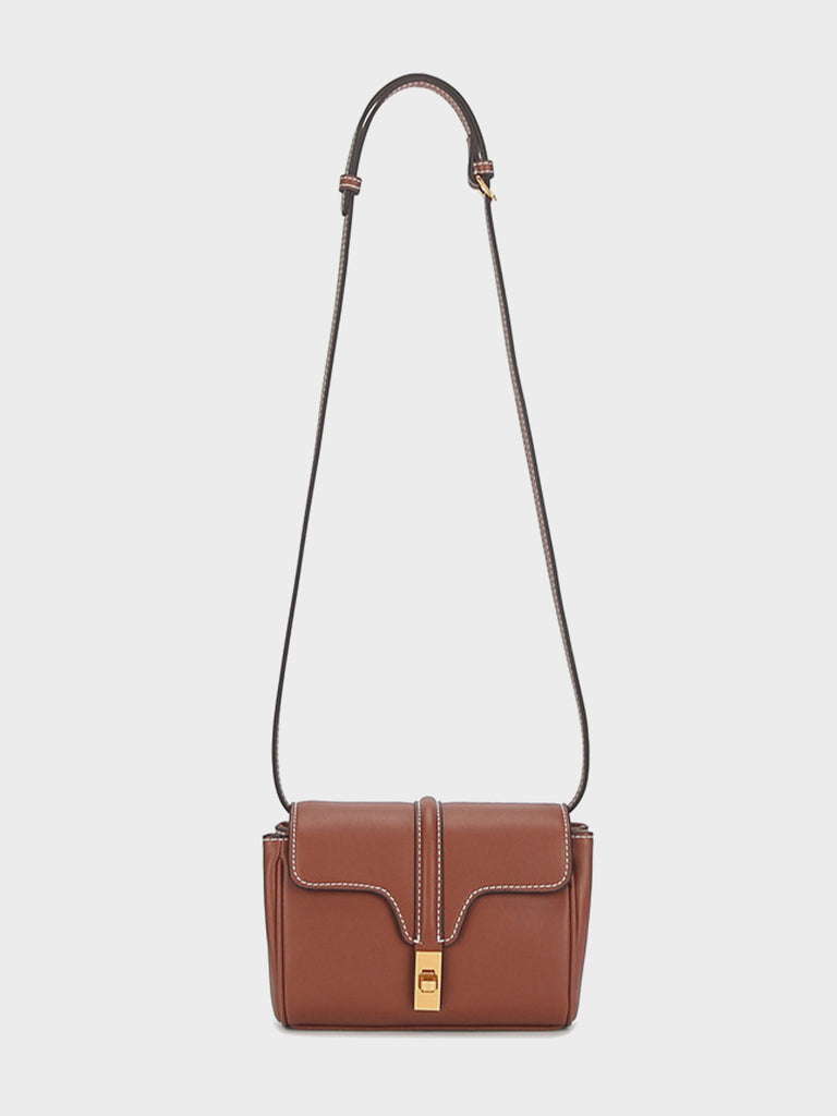 Mini Flap-top Messenger Bag Gold Hardware Crossbody Clutch - POPBAE