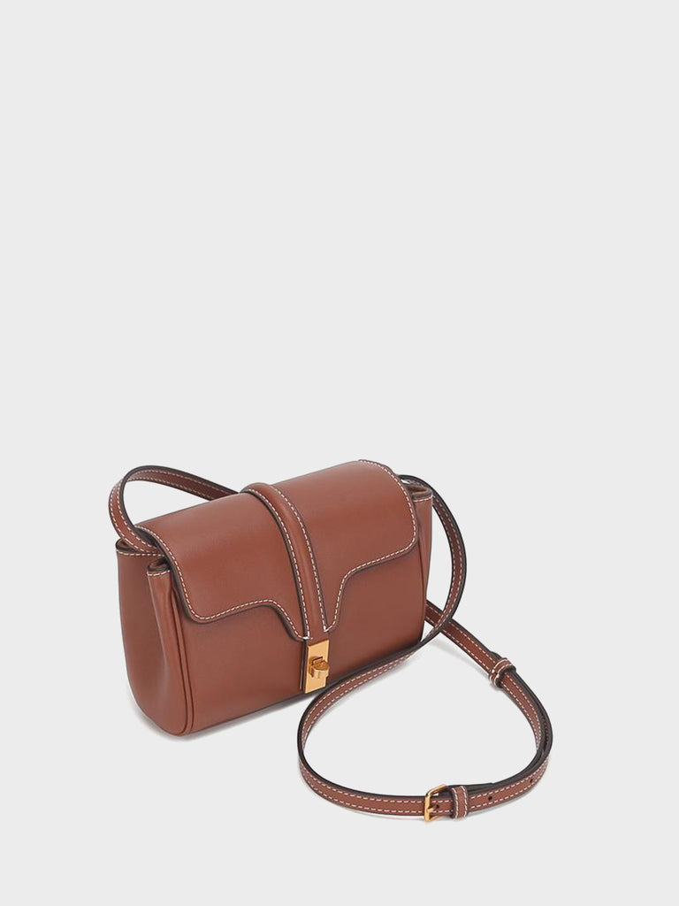 Mini Flap-top Messenger Bag Gold Hardware Crossbody Clutch - POPBAE