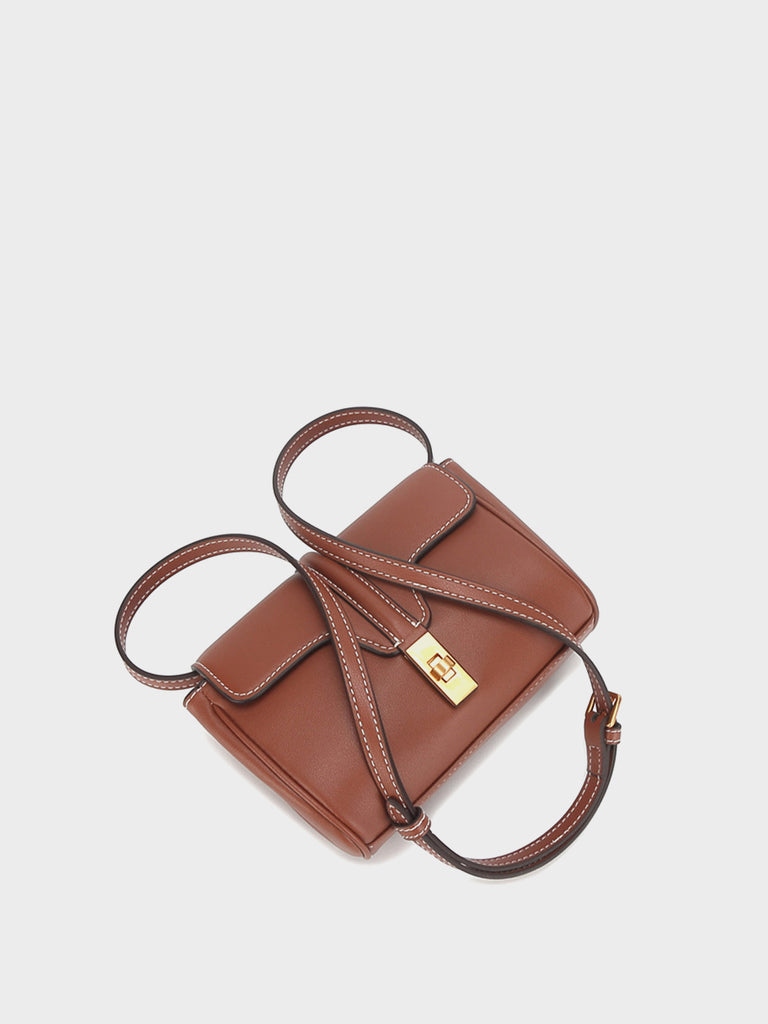 Mini Flap-top Messenger Bag Gold Hardware Crossbody Clutch - POPBAE
