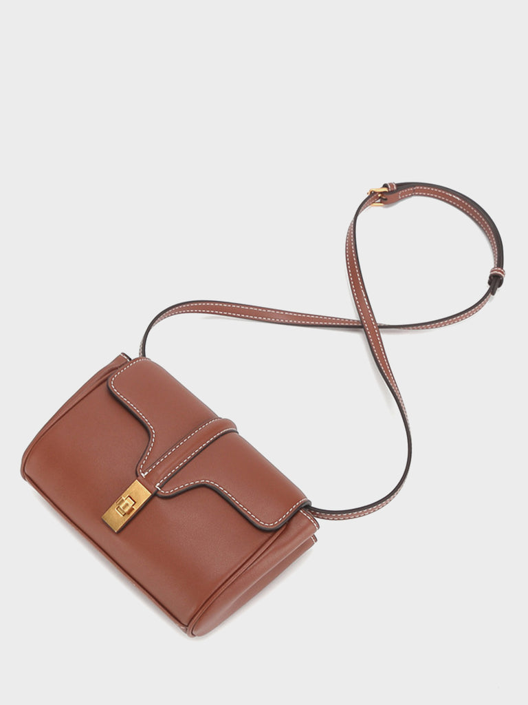 Mini Flap-top Messenger Bag Gold Hardware Crossbody Clutch - POPBAE
