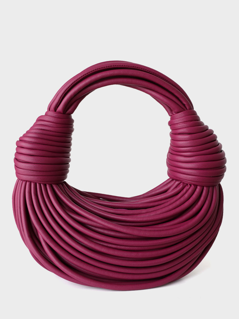 Women's Jodie Double Knot Leather Tote Bag Hand-woven Spaghetti Noodle Purse - POPBAE