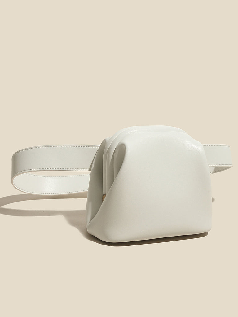 Women's Mini Brot Bag Leather Fanny Pack Clasp Closure Belt Bag - POPBAE